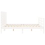 Double bed frame with white solid wood headboard by , Beds and slatted bases - Ref: Foro24-3194612, Price: 180,99 €, Discount: %