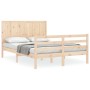 Bed frame with solid wood headboard 160x200 cm by , Beds and slatted bases - Ref: Foro24-3194516, Price: 179,31 €, Discount: %