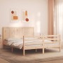 Bed frame with solid wood headboard 160x200 cm by , Beds and slatted bases - Ref: Foro24-3194516, Price: 179,31 €, Discount: %