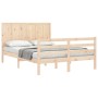 Bed frame with solid wood headboard 160x200 cm by , Beds and slatted bases - Ref: Foro24-3194516, Price: 179,31 €, Discount: %