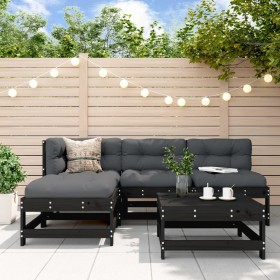 Gartensofa-Set 5-teilig aus massivem schwarzem Kiefernholz von , Gartensets - Ref: Foro24-3186526, Preis: 315,99 €, Rabatt: %