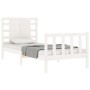 White solid wood bed frame with headboard 100x200 cm by , Beds and slatted bases - Ref: Foro24-3192807, Price: 134,59 €, Disc...