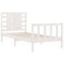 White solid wood bed frame with headboard 100x200 cm by , Beds and slatted bases - Ref: Foro24-3192807, Price: 134,59 €, Disc...