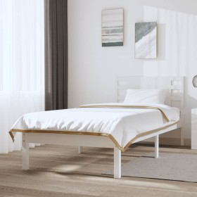 Estructura de cama madera maciza de pino blanco 100x200 cm de , Camas y somieres - Ref: Foro24-3104209, Precio: 110,65 €, Des...