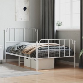 Metal bed frame with headboard and footboard white 107x203 cm by , Beds and slatted bases - Ref: Foro24-373950, Price: 75,99 ...