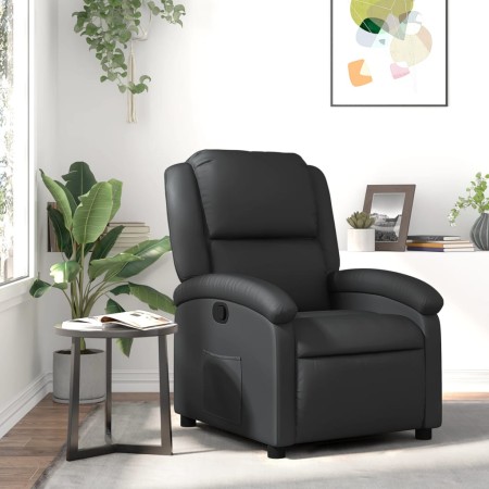 Sillón reclinable de cuero auténtico negro de , Sillones - Ref: Foro24-371789, Precio: 324,99 €, Descuento: %