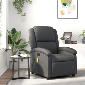 Sillón reclinable de masaje cuero auténtico gris de , Sillones - Ref: Foro24-371796, Precio: 355,81 €, Descuento: %