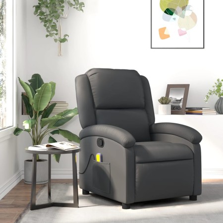 Gray Genuine Leather Massage Recliner by , Armchairs - Ref: Foro24-371796, Price: 355,81 €, Discount: %