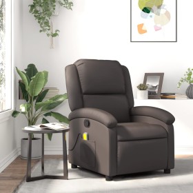 Sillón de masaje eléctrico cuero auténtico marrón oscuro de , Sillones - Ref: Foro24-371794, Precio: 352,33 €, Descuento: %