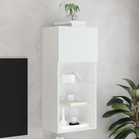 TV stand with white LED lights 40.5x30x90 cm by , TV Furniture - Ref: Foro24-837043, Price: 66,13 €, Discount: %