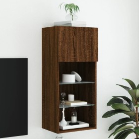 TV cabinet with LED lights brown oak 40.5x30x90 cm by , TV Furniture - Ref: Foro24-837055, Price: 56,99 €, Discount: %