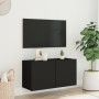 Black wall TV cabinet 80x30x41 cm by , TV Furniture - Ref: Foro24-836954, Price: 47,82 €, Discount: %