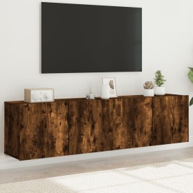 Wall TV cabinets 2 units smoked oak 80x30x41 cm by , TV Furniture - Ref: Foro24-836961, Price: 86,10 €, Discount: %