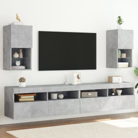 TV-Schränke mit LED-Leuchten 2 Stück betongrau 30,5x30x60 cm von , TV-Möbel - Ref: Foro24-836994, Preis: 75,99 €, Rabatt: %