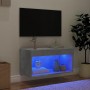 TV cabinet with LED lights concrete gray 60x30x30 cm by , TV Furniture - Ref: Foro24-837133, Price: 37,72 €, Discount: %