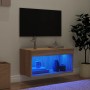 TV stand with LED lights Sonoma oak 60x30x30 cm by , TV Furniture - Ref: Foro24-837131, Price: 38,99 €, Discount: %