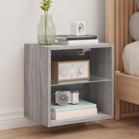 Sonoma Gray LED Lighted Wall Nightstand by , TV Furniture - Ref: Foro24-837074, Price: 35,99 €, Discount: %