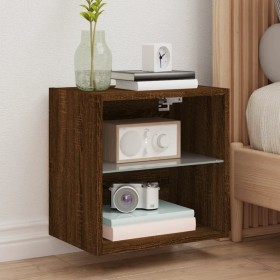 Wall bedside table with LED lights brown oak by , TV Furniture - Ref: Foro24-837076, Price: 36,99 €, Discount: %