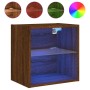 Wall bedside table with LED lights brown oak by , TV Furniture - Ref: Foro24-837076, Price: 37,73 €, Discount: %