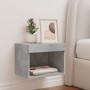 Concrete gray wall-mounted bedside table with LED lights by , TV Furniture - Ref: Foro24-837119, Price: 35,45 €, Discount: %