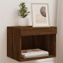 Wall bedside table with LED lights brown oak by , TV Furniture - Ref: Foro24-837125, Price: 35,90 €, Discount: %