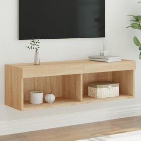 TV cabinet with LED lights Sonoma oak 100x30x30 cm by , TV Furniture - Ref: Foro24-837159, Price: 59,23 €, Discount: %