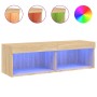 TV cabinet with LED lights Sonoma oak 100x30x30 cm by , TV Furniture - Ref: Foro24-837159, Price: 54,70 €, Discount: %