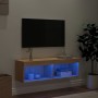 TV cabinet with LED lights Sonoma oak 100x30x30 cm by , TV Furniture - Ref: Foro24-837159, Price: 54,70 €, Discount: %