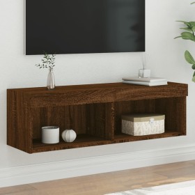 TV cabinet with LED lights brown oak 100x30x30 cm by , TV Furniture - Ref: Foro24-837167, Price: 50,47 €, Discount: %