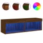 Mueble para TV con luces LED roble marrón 100x30x30 cm de , Muebles TV - Ref: Foro24-837167, Precio: 50,47 €, Descuento: %