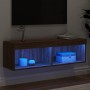 Mueble para TV con luces LED roble marrón 100x30x30 cm de , Muebles TV - Ref: Foro24-837167, Precio: 50,47 €, Descuento: %