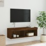 Mueble para TV con luces LED roble marrón 100x30x30 cm de , Muebles TV - Ref: Foro24-837167, Precio: 50,47 €, Descuento: %