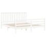 Double bed frame with white solid wood headboard by , Beds and slatted bases - Ref: Foro24-3194262, Price: 175,61 €, Discount: %