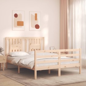 Bed frame with solid wood headboard 140x190 cm by , Beds and slatted bases - Ref: Foro24-3194551, Price: 128,99 €, Discount: %