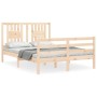 Bed frame with solid wood headboard 140x190 cm by , Beds and slatted bases - Ref: Foro24-3194551, Price: 128,99 €, Discount: %