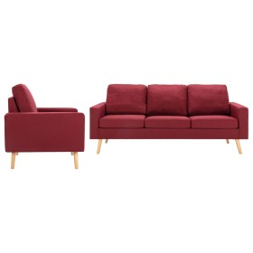 2-teilige Sofagarnitur aus weinrotem Stoff von , Sofas - Ref: Foro24-3056631, Preis: 488,99 €, Rabatt: %