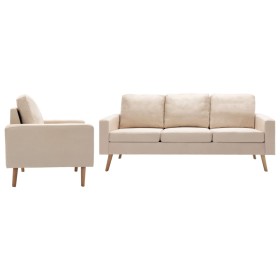 Cream fabric 2-piece sofa set by , Sofas - Ref: Foro24-3056627, Price: 573,99 €, Discount: %