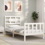 White solid wood bed frame with headboard 100x200 cm by , Beds and slatted bases - Ref: Foro24-3192547, Price: 140,13 €, Disc...