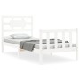 White solid wood bed frame with headboard 100x200 cm by , Beds and slatted bases - Ref: Foro24-3192547, Price: 140,13 €, Disc...