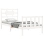 White solid wood bed frame with headboard 100x200 cm by , Beds and slatted bases - Ref: Foro24-3192547, Price: 140,13 €, Disc...