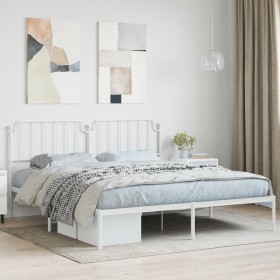 Metal bed frame with white headboard 183x213 cm by , Beds and slatted bases - Ref: Foro24-373941, Price: 103,99 €, Discount: %