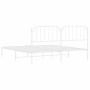 Metal bed frame with white headboard 183x213 cm by , Beds and slatted bases - Ref: Foro24-373941, Price: 101,63 €, Discount: %