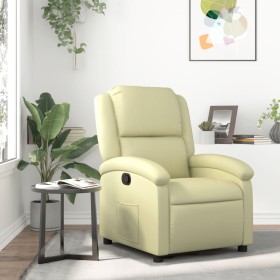 Sillón reclinable de cuero auténtico crema de , Sillones - Ref: Foro24-371791, Precio: 355,99 €, Descuento: %