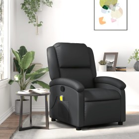 Sillón reclinable de masaje cuero auténtico negro de , Sillones - Ref: Foro24-371793, Precio: 344,99 €, Descuento: %