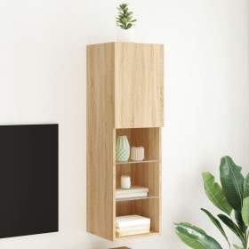 TV cabinet with LED lights Sonoma oak 30.5x30x102 cm by , TV Furniture - Ref: Foro24-837019, Price: 58,99 €, Discount: %