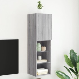 TV cabinet with LED lights Sonoma gray 30.5x30x102 cm by , TV Furniture - Ref: Foro24-837025, Price: 58,14 €, Discount: %