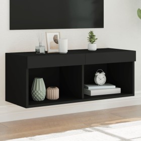 TV cabinet with LED lights black 80x30x30 cm by , TV Furniture - Ref: Foro24-837143, Price: 44,83 €, Discount: %