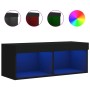 TV cabinet with LED lights black 80x30x30 cm by , TV Furniture - Ref: Foro24-837143, Price: 46,37 €, Discount: %