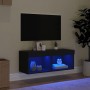 TV cabinet with LED lights black 80x30x30 cm by , TV Furniture - Ref: Foro24-837143, Price: 46,37 €, Discount: %