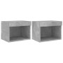 Wall bedside tables with LED lights 2 pcs concrete gray by , TV Furniture - Ref: Foro24-837120, Price: 53,02 €, Discount: %